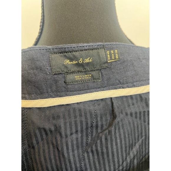 Porter & Ash Men Navy Blue 100 Linen Premium Collection Shorts Size 38 NWT - Picture 7 of 7